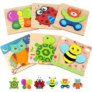 Toddler Puzzles, Wooden Jigsaw Animals Puzzles for 1 2 3 Year Old Girls Boys